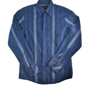 Ben Sherman Roper Western Mod Navy Long Sleeve Button Up Shirt M *Some Fading*